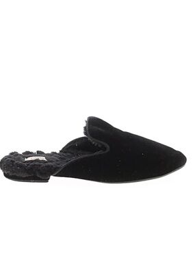 Birdies Black Velvet Faux-Fur Backless Mule clog slipper 9.5